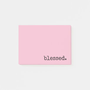 blessed typography pastel pink  post-it notes