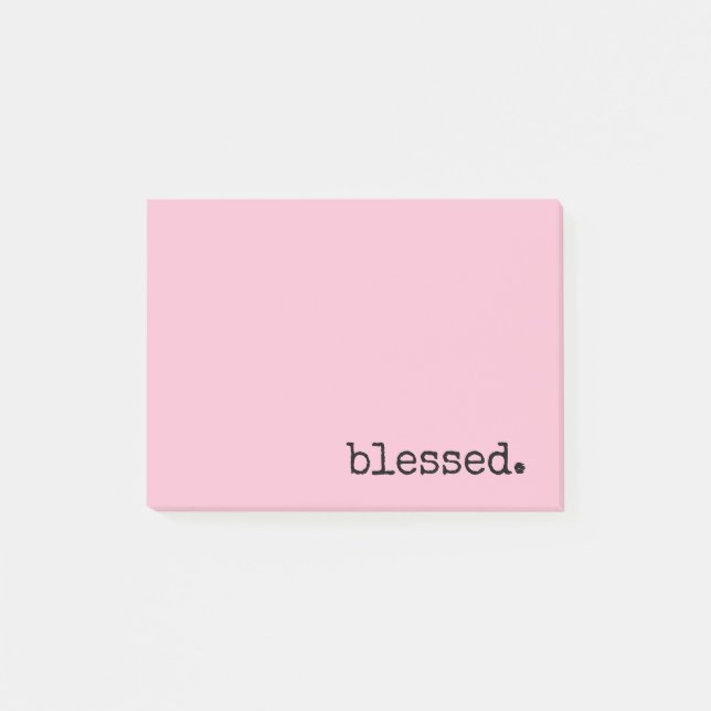 blessed typography pastel pink  post-it notes (Front)