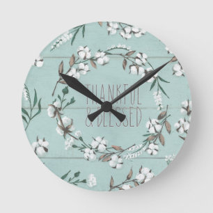 Blessed VI Mint   Thankful & Blessed Round Clock