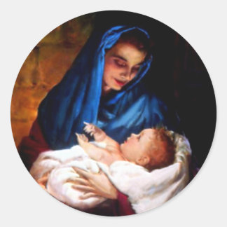 Blessed Virgin Mary and Infant Child Jesus Classic Round Sticker