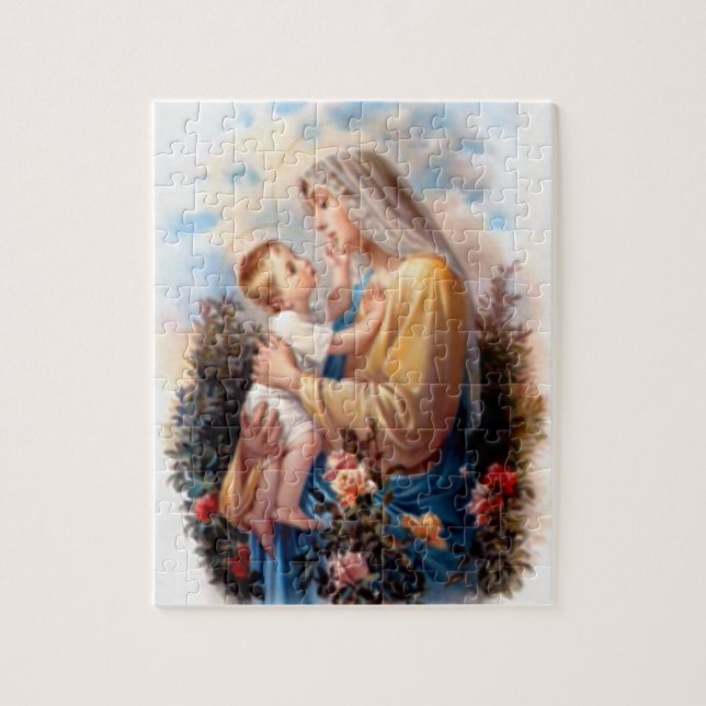 Blessed Virgin Mary and Infant Child Jesus Jigsaw Puzzle (Vertical)