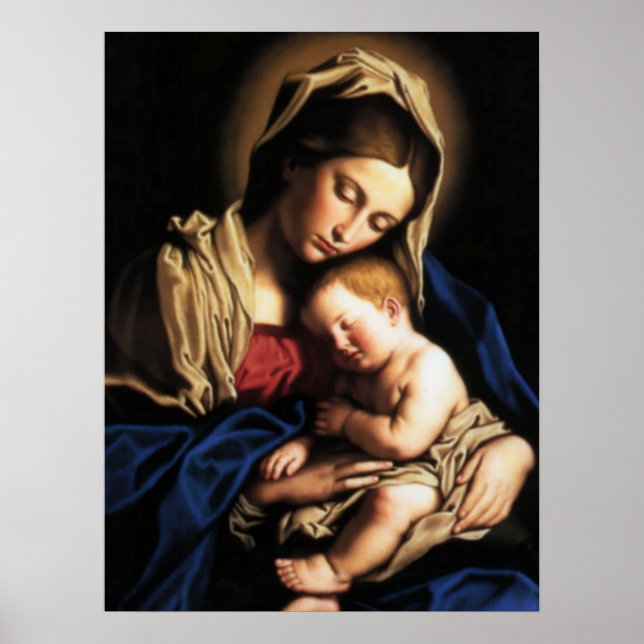 Blessed Virgin Mary and Infant Child Jesus Poster (Front)