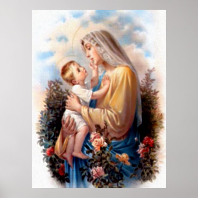 Blessed Virgin Mary and Infant Child Jesus Poster (Front)
