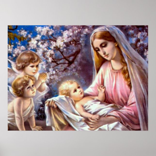 Blessed Virgin Mary and Infant Child Jesus Poster (Front)