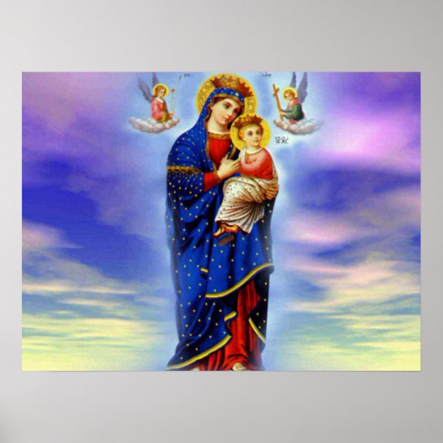 Blessed Virgin Mary and Infant Child Jesus Poster (Front)