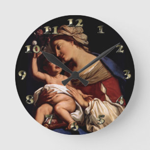 Blessed Virgin Mary and Infant Child Jesus -Sirani Round Clock