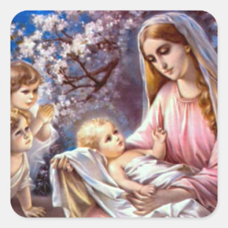 Blessed Virgin Mary and Infant Child Jesus Square Sticker