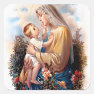 Blessed Virgin Mary and Infant Child Jesus Square Sticker