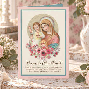 Blessed Virgin Mary Baby Jesus Flowers Get Well Card