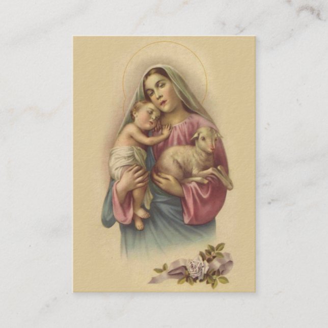 Blessed Virgin Mary Baby Jesus Memorare Prayer Business Card (Front)