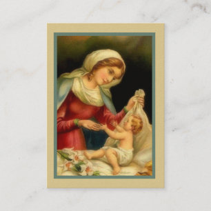 Blessed Virgin Mary Baby Jesus Memorare Prayer Business Card