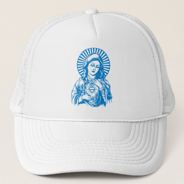 BLESSED VIRGIN MARY BY EKLEKTIX DEVOTIONAL IMAGE TRUCKER HAT (Front)