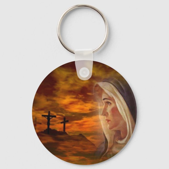 Blessed Virgin Mary Calvary Key Ring (Front)