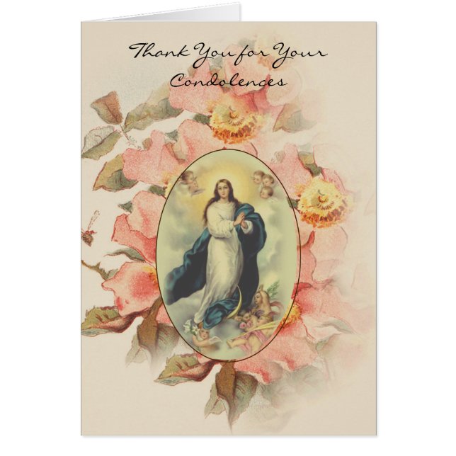 Blessed Virgin Mary  Catholic Condolence Thank You (Front)