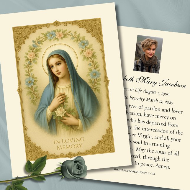 Blessed Virgin Mary Catholic Funeral Prayer Card (Creator Uploaded)