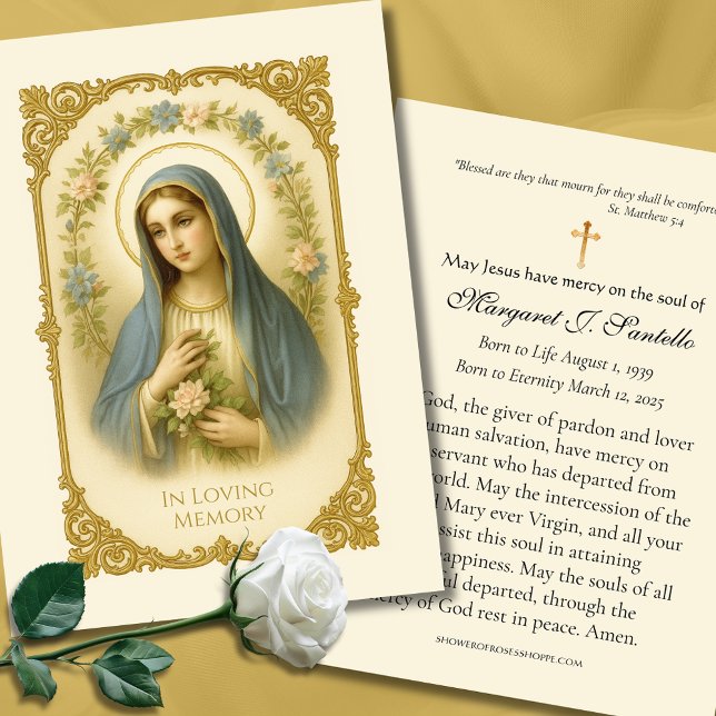 Blessed Virgin Mary Catholic Funeral Prayer Card (Creator Uploaded)