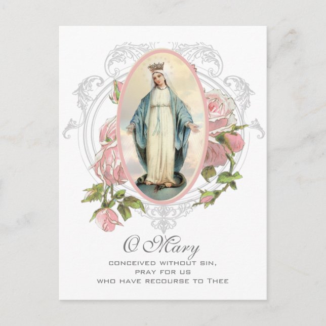 Blessed Virgin Mary Catholic Prayer for Deceased Postcard (Front)