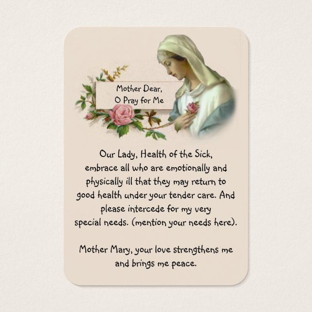 Blessed Virgin Mary Catholic Prayer for Health (Front)