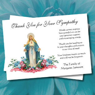 Blessed Virgin Mary Catholic Thank You Condolence Card