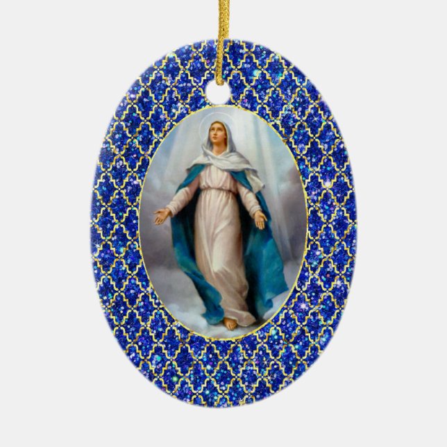 Blessed Virgin Mary Ceramic Ornament (Front)