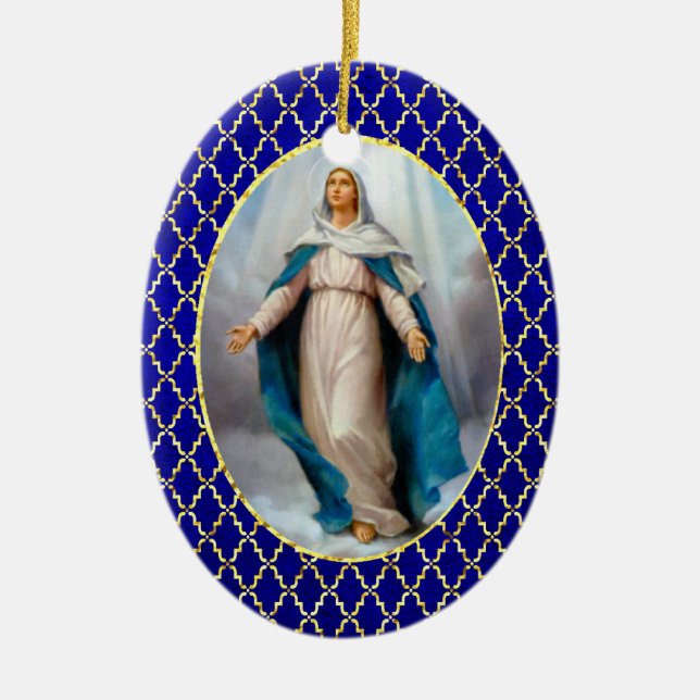 Blessed Virgin Mary Ceramic Tree Decoration (Front)