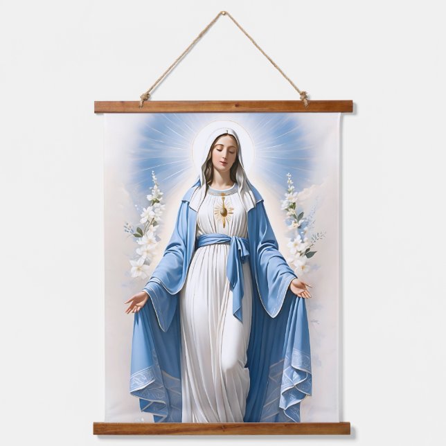 Blessed Virgin Mary Christian Catholic Hanging Tapestry (Front)