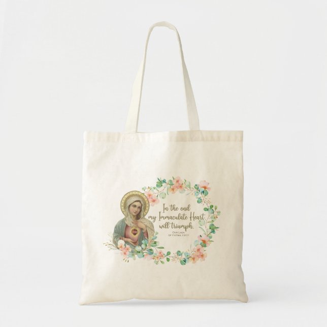 Blessed Virgin Mary Fatima Religious Catholic Tote Bag (Front)