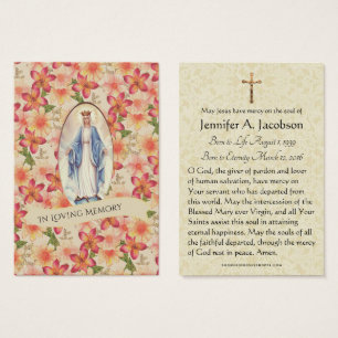 Blessed Virgin Mary Funeral Memorial Holy Card