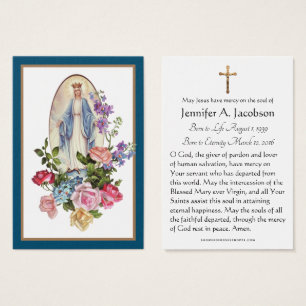 Blessed Virgin Mary  Funeral Memorial Holy Card