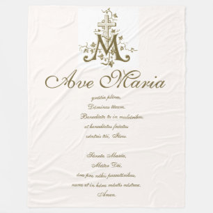 Blessed Virgin Mary Hail Mary Ave Maria Prayer Fleece Blanket