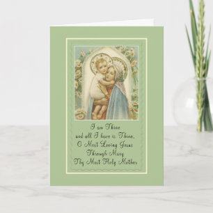 Blessed Virgin Mary Holding Baby Jesus with Prayer Card