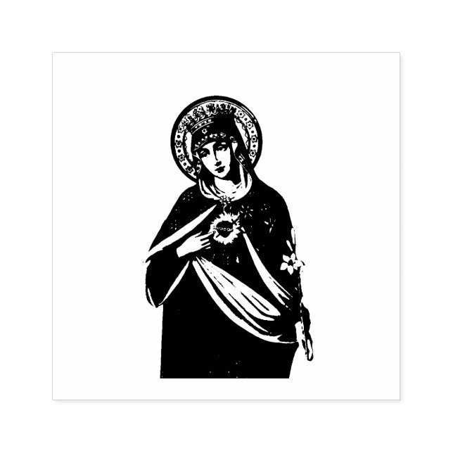 Blessed Virgin Mary Immaculate Heart Catholic Rubber Stamp (Imprint)