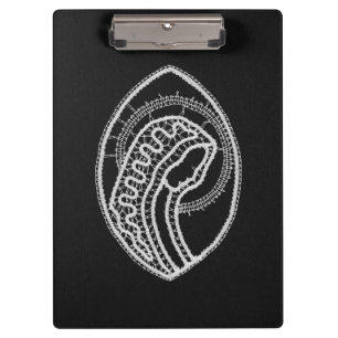 Blessed Virgin Mary in Lace on Black Background Clipboard