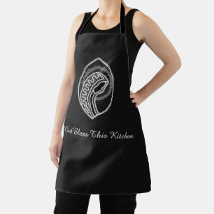Blessed Virgin Mary in Lace on Black Velvet  Apron