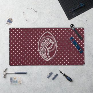 Blessed Virgin Mary in White Lace on Burgundy Desk Mat