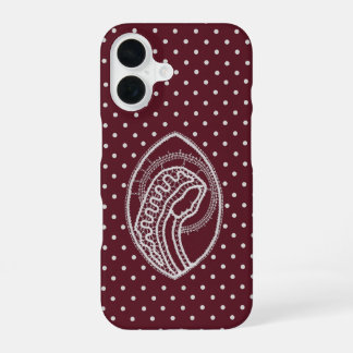 Blessed Virgin Mary in White Lace on Burgundy iPhone 16 Case