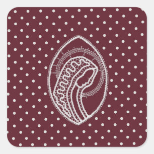 Blessed Virgin Mary in White Lace on Burgundy Square Sticker