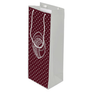 Blessed Virgin Mary in White Lace on Burgundy Wine Gift Bag