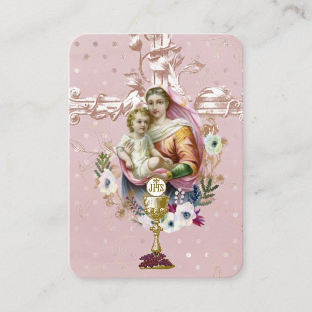 Blessed Virgin Mary Jesus Catholic Holy Prayer Place Card (Front)