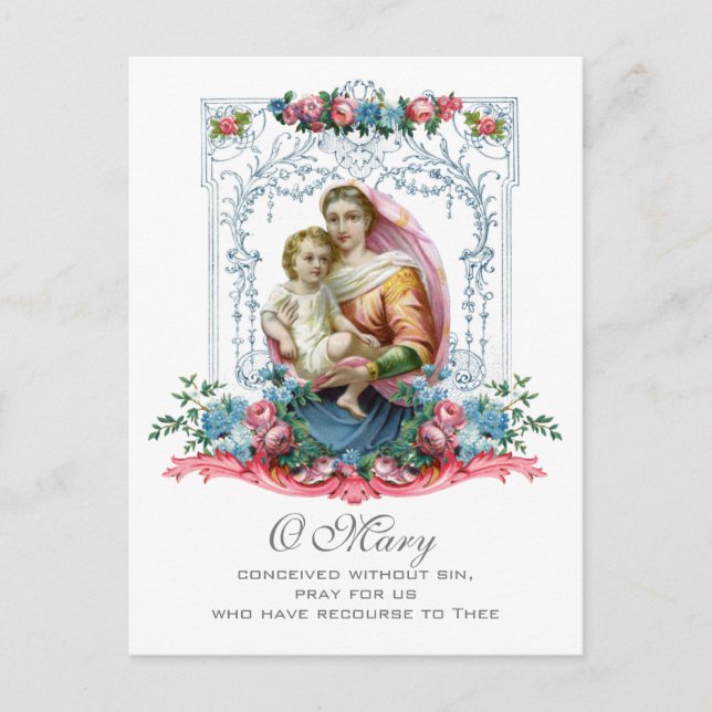 Blessed Virgin Mary Jesus Catholic Prayer Sympathy Postcard (Front)