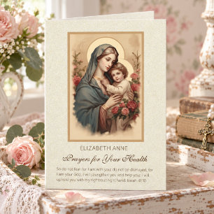 Blessed Virgin Mary Jesus Flowers Health Prayers Card