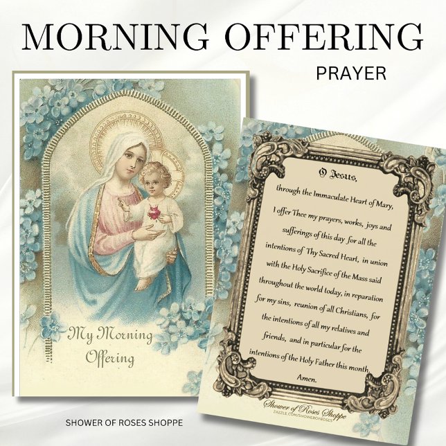 Blessed Virgin Mary Jesus Morning Offering Prayer Place Card (Creator Uploaded)