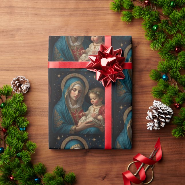 Blessed Virgin Mary & Jesus Nativity Christmas Wrapping Paper (Holiday Gift)