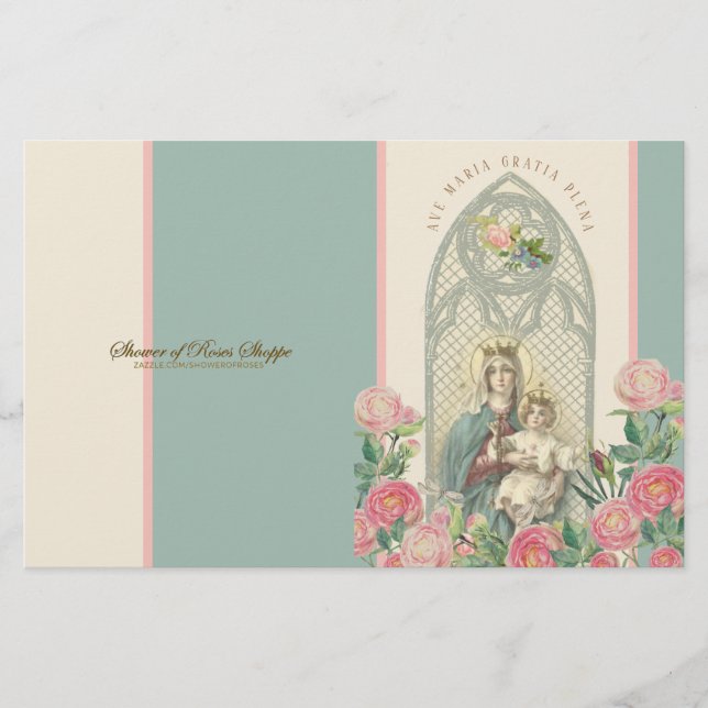 Blessed Virgin Mary Jesus Prayer St. Therese Roses (Front)