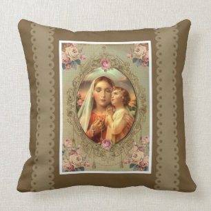 Blessed Virgin Mary Lady of the Rosary Jesus Cushion