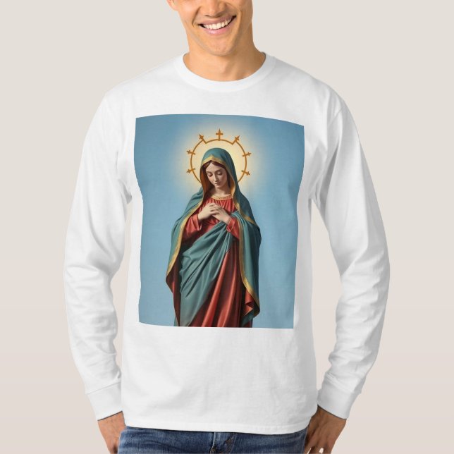 Blessed Virgin Mary Men's Long Sleeve Tee Shirt (Front)
