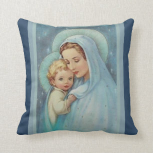 Blessed Virgin Mary Mother Baby Jesus Cushion