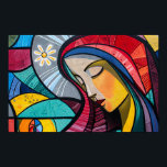 Blessed Virgin Mary Poster<br><div class="desc">This stunning depiction of the Blessed Virgin Mary blends contemporary artistry with sacred devotion. Inspired by stained glass and street art, the bold lines and vivid colours bring a modern yet timeless touch to this powerful image of Mary in peaceful reflection. Her serene expression, surrounded by intricate patterns and radiant...</div>