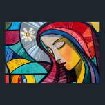 Blessed Virgin Mary Poster<br><div class="desc">This stunning depiction of the Blessed Virgin Mary blends contemporary artistry with sacred devotion. Inspired by stained glass and street art, the bold lines and vivid colours bring a modern yet timeless touch to this powerful image of Mary in peaceful reflection. Her serene expression, surrounded by intricate patterns and radiant...</div>