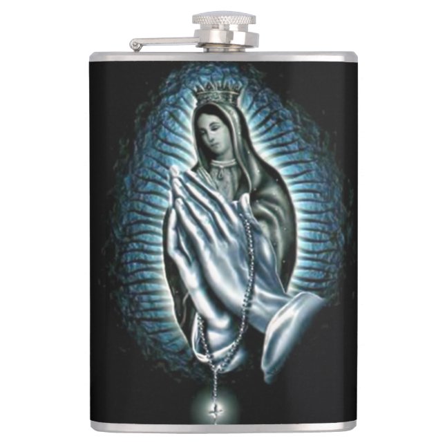Blessed Virgin Mary - Pray the Rosary Hip Flask (Front)